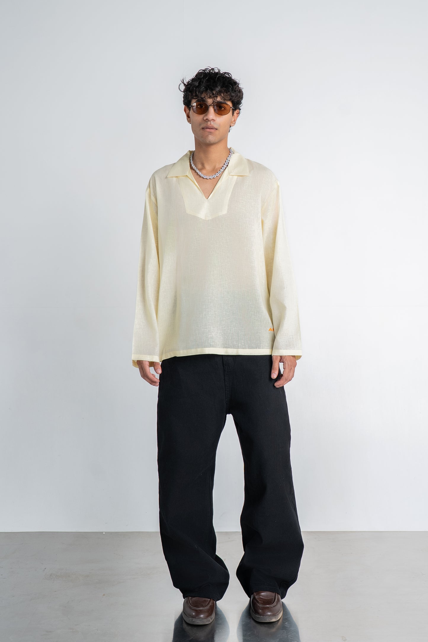 Lemon Yellow Linen Shirt