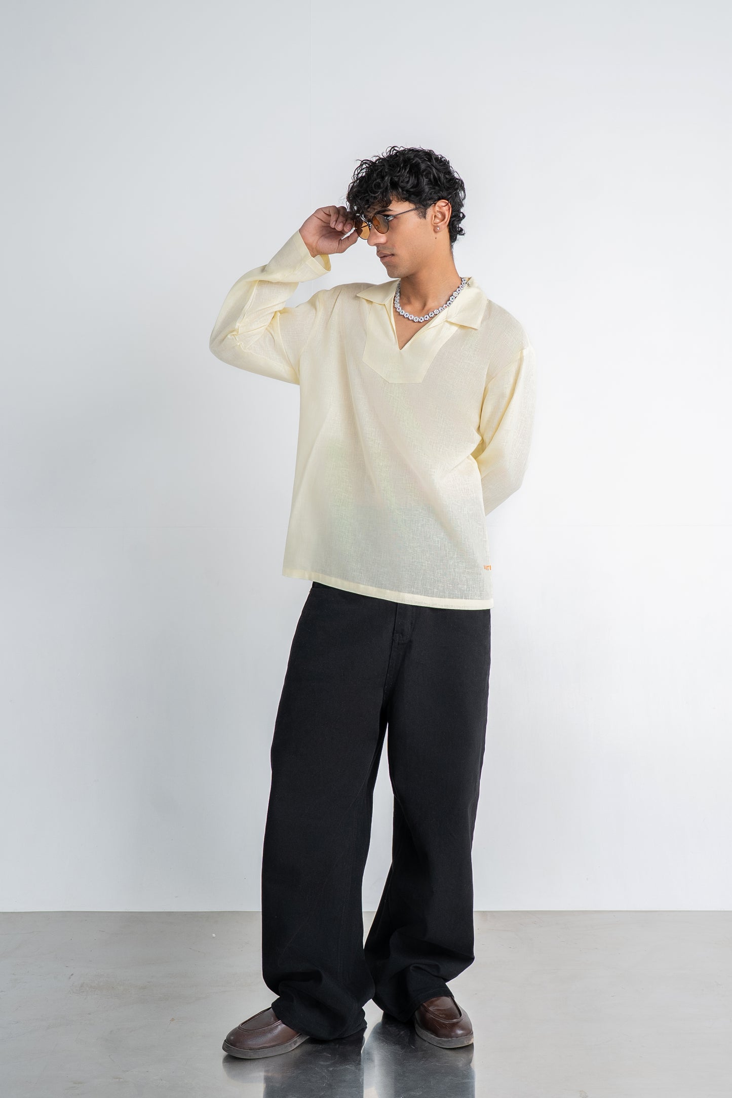 Lemon Yellow Linen Shirt