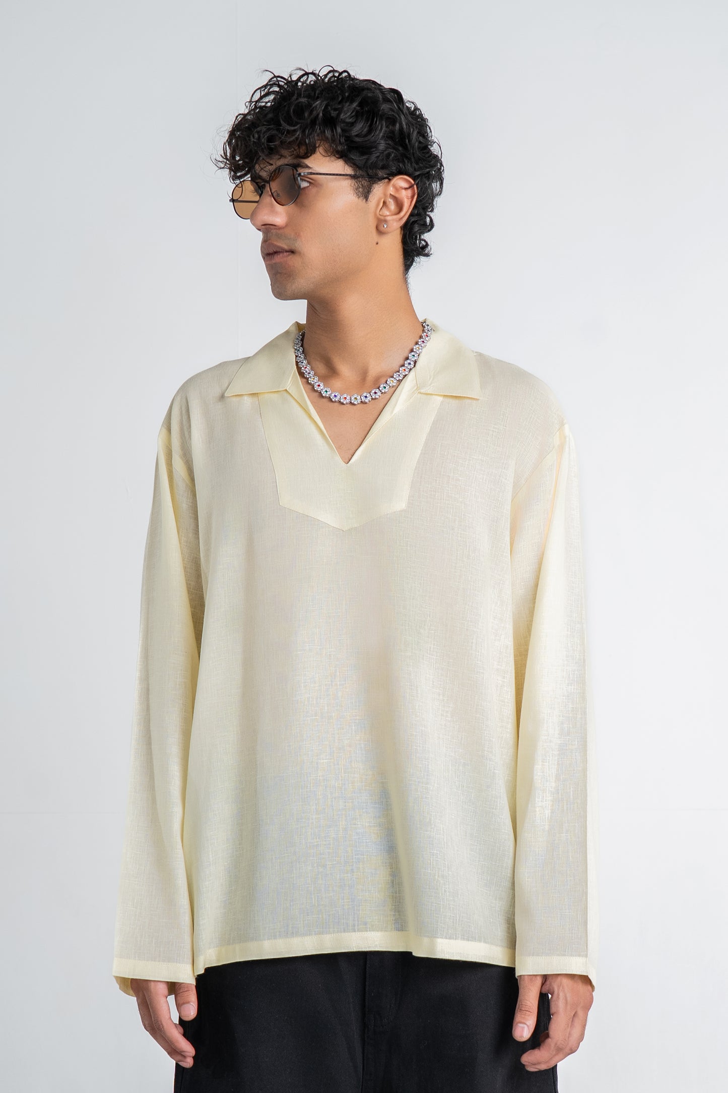 Lemon Yellow Linen Shirt