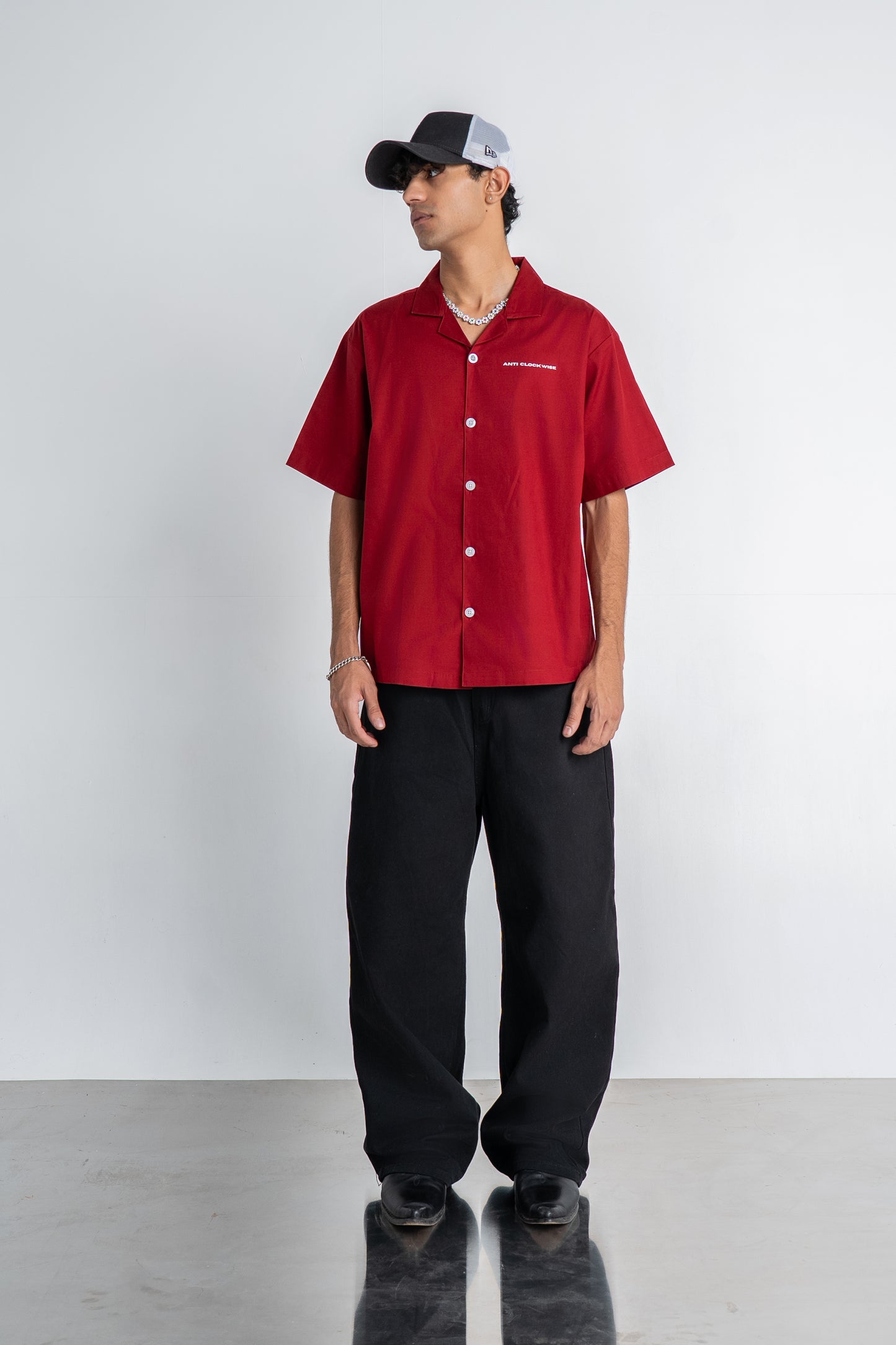 Crimson Red Cotton Shirt
