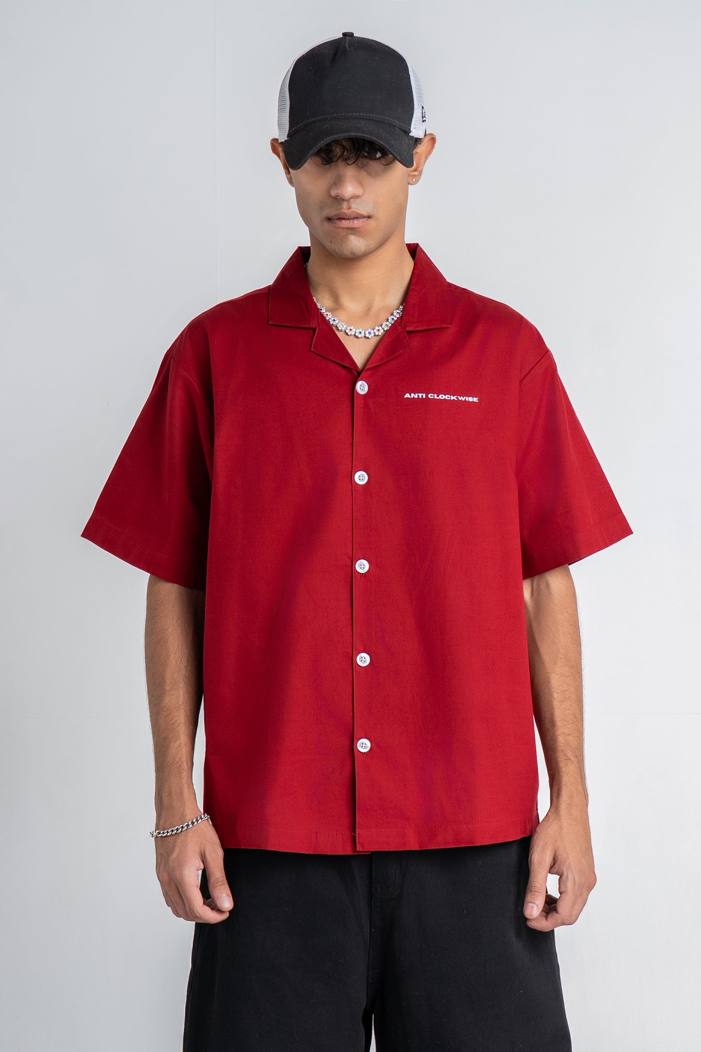 Crimson Red Cotton Shirt
