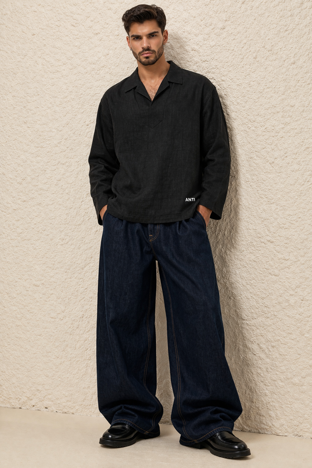 BLACK LINEN SHIRT