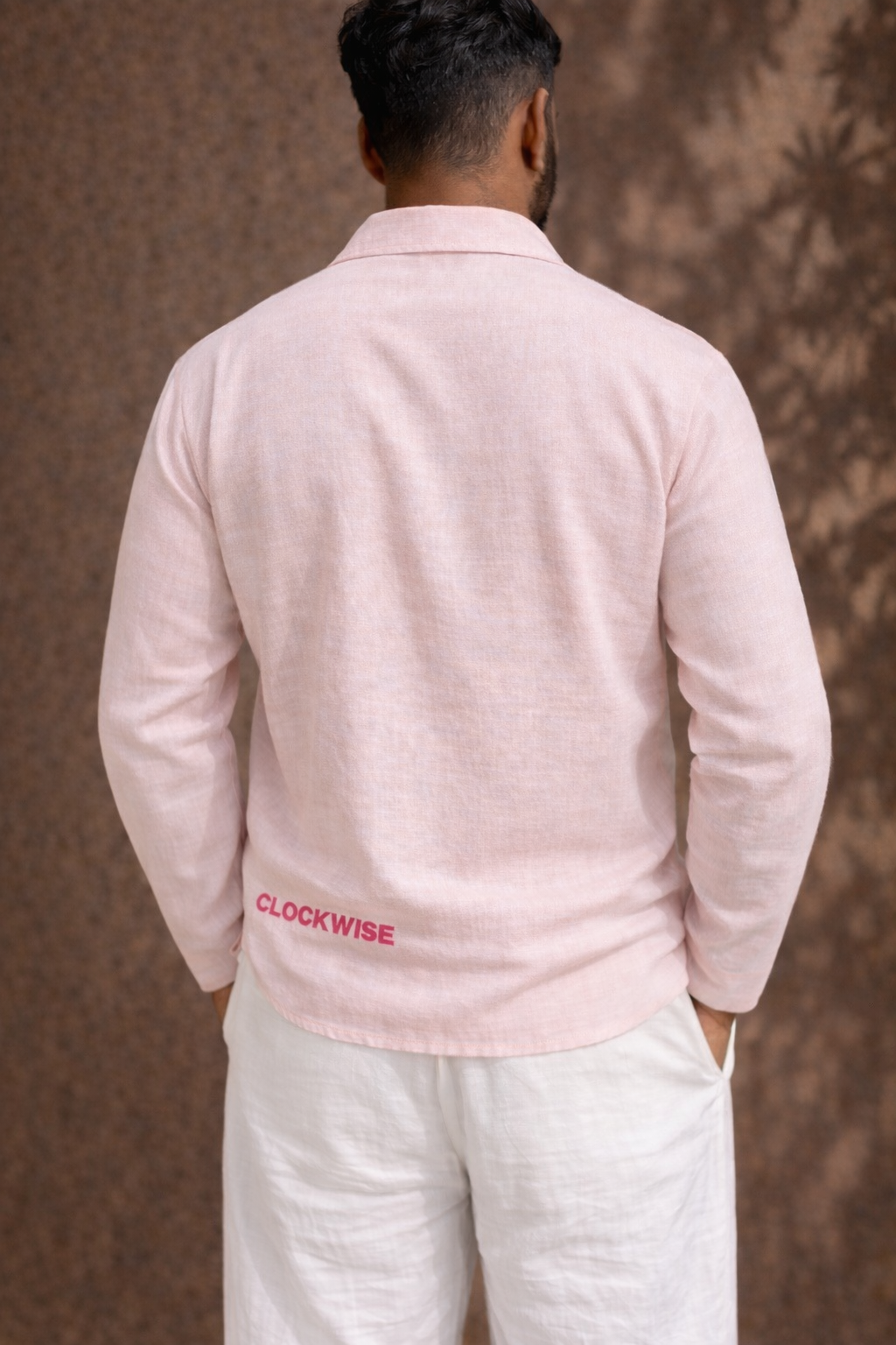 BABY PINK LINEN T - SHIRT