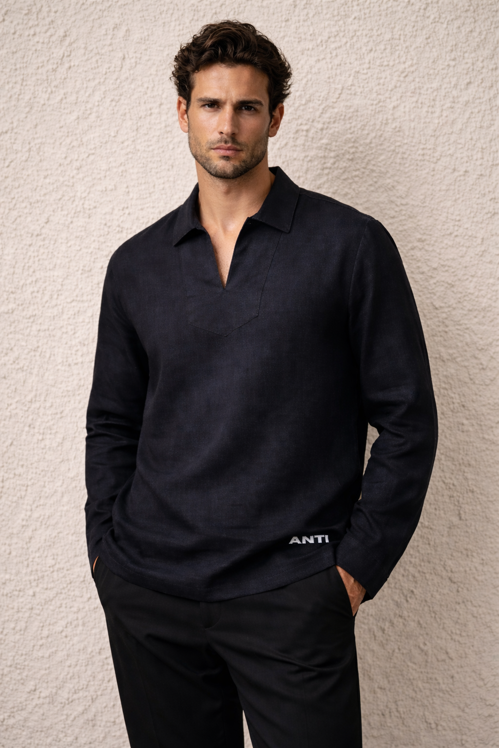 BLACK LINEN SHIRT