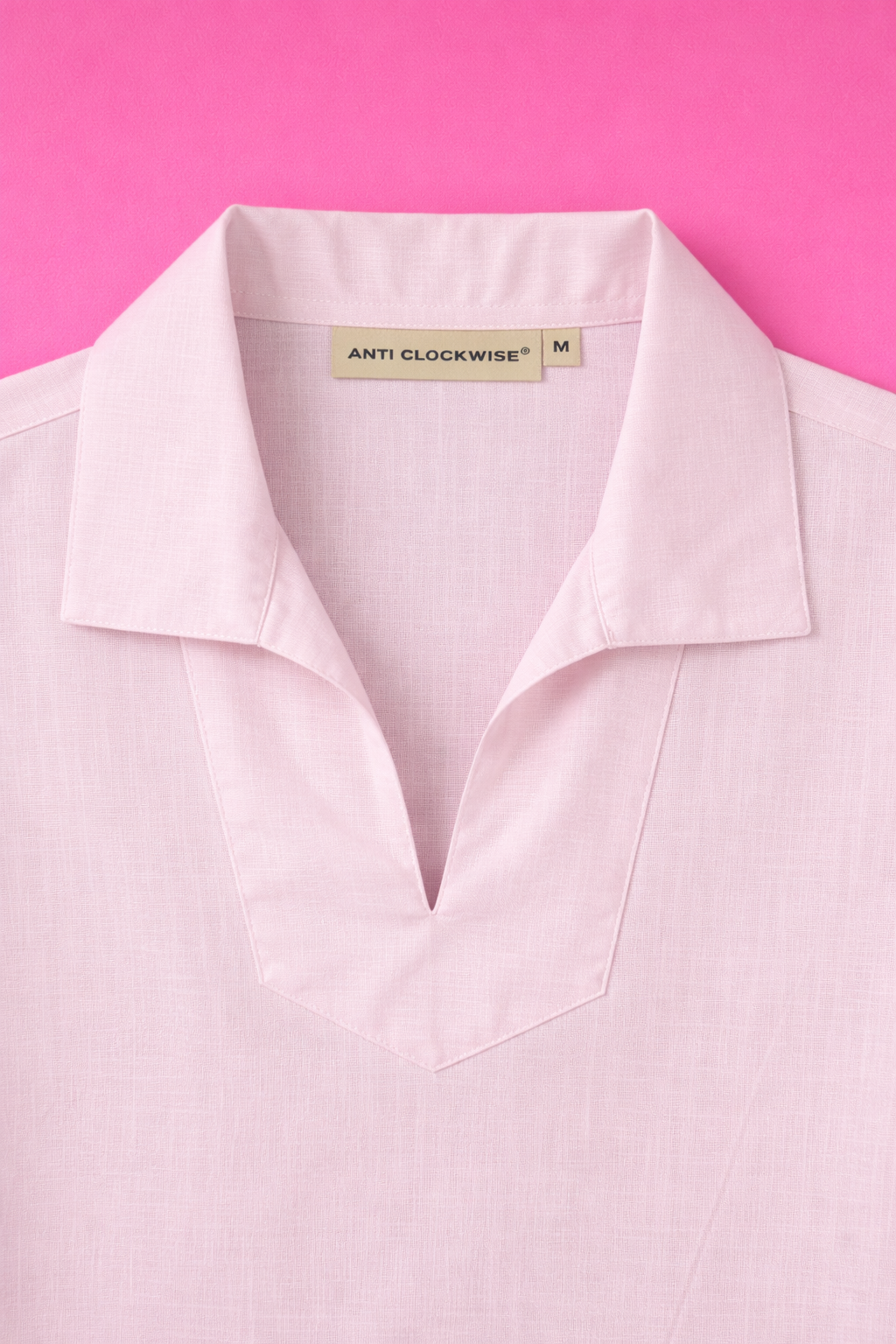BABY PINK LINEN T - SHIRT
